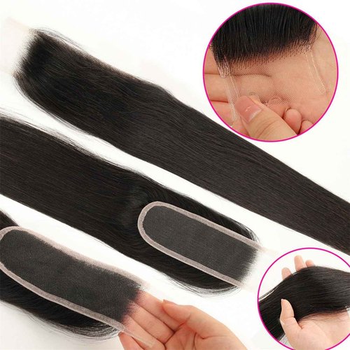 Brazilian Straight 2x6 Lace Closure 100% Unprocessed Human Virgin Hair Remy Pre-Plucked Hairline Natural Color Closure With Baby Hair (2x6 straight closure, 16inch)