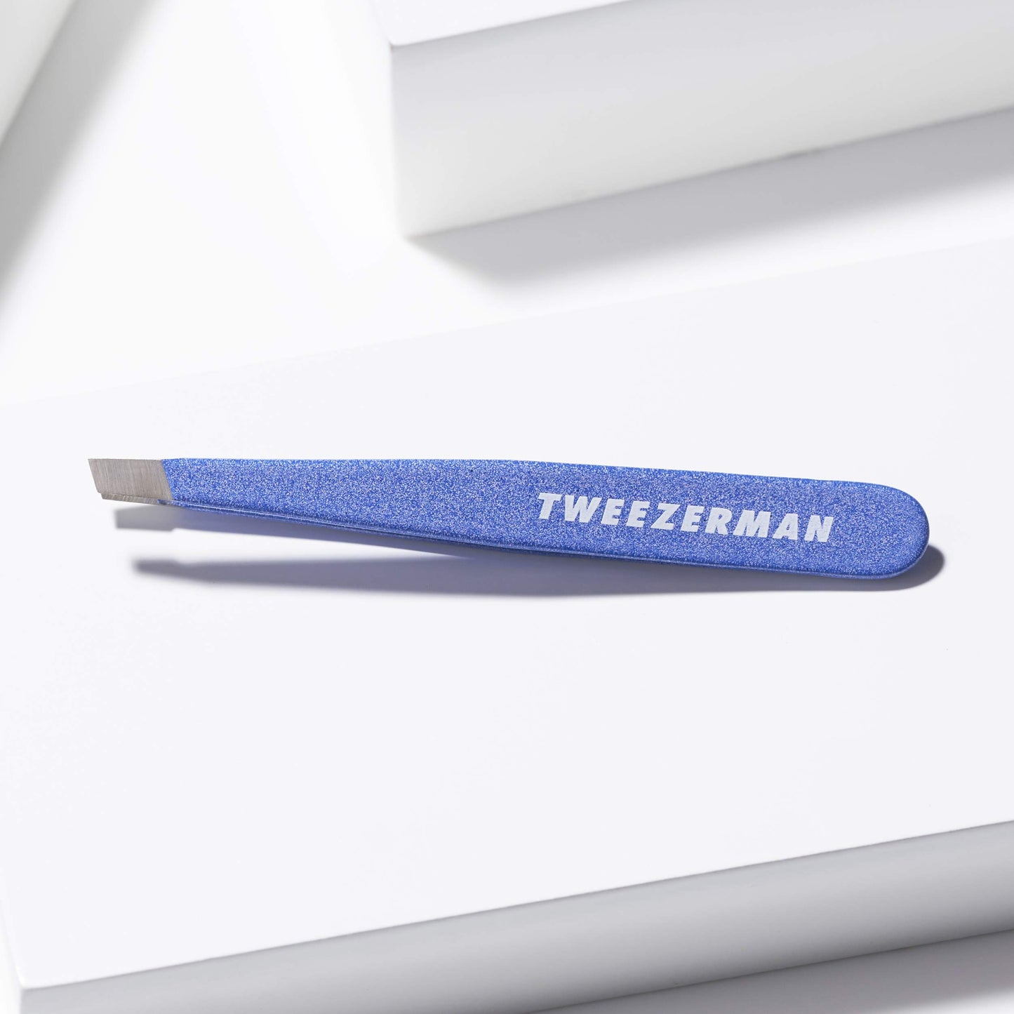 Tweezerman Mini Slant Tweezer - Tweezers for Eyebrows, Travel Tweezers for Eyebrows, Facial Hair, Ingrown Hair (Granite Sky)