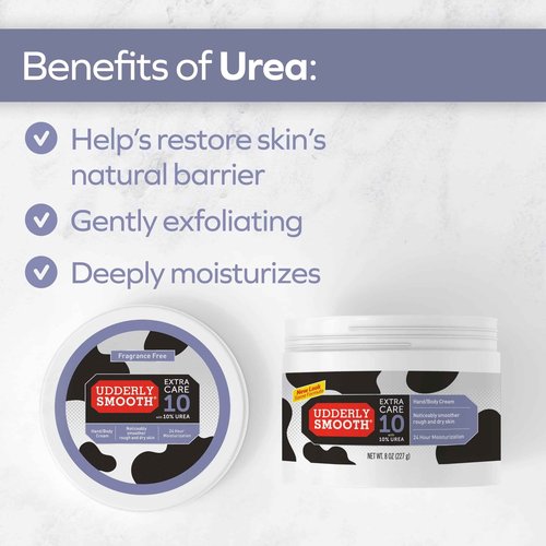 Udderly Smooth Extra Care 10 Hand/Body Deep Moisturizing Cream with 10% Urea, Unscented, 8 Ounce (Pack of 2)