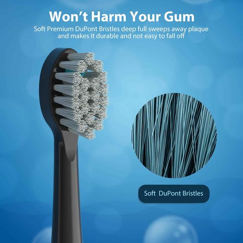 Replacement Brush Heads for Waterpick Sonic Fusion 2.0 Flossing Toothbrush with Cover, Compact, 3 Count White + 3 Count Black, Soft Bristles