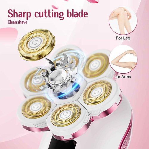 Electric Razors for Women,7D Gifts for Women,Cordless Electric Shaver with Detachable Head Wet/Dry Facial Hair Remover for Legs Painless Water Resistant (Pink)