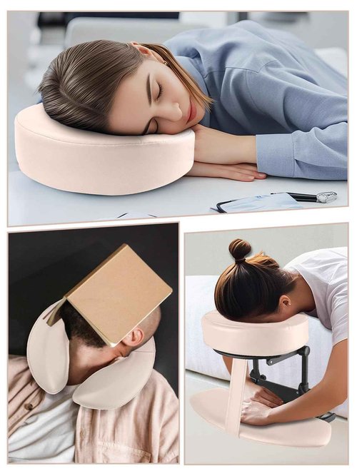 EBANKU Massage Face Cradle Cushion for Massage Tables, Massage Universal Crescent Headrest Face Rest Cushion/face Pillow for Massage Table-Beige