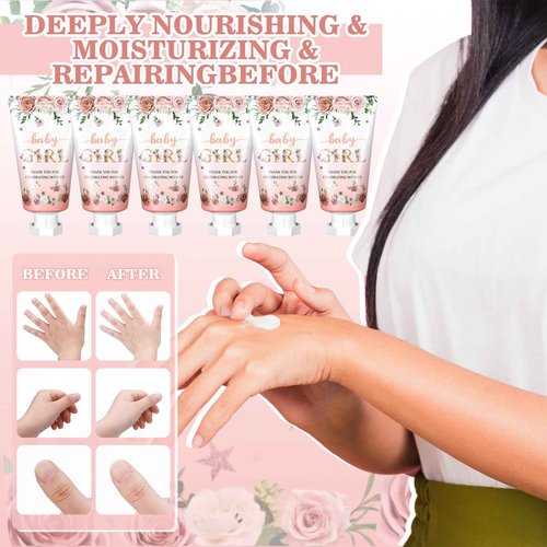 Dansib 48 Sets Christmas Baby Shower Hand Cream Gift Winter Party Favors for Guests Gift Bulk Mini Travel Size Hand Lotion Set for Guests(Baby Girl)