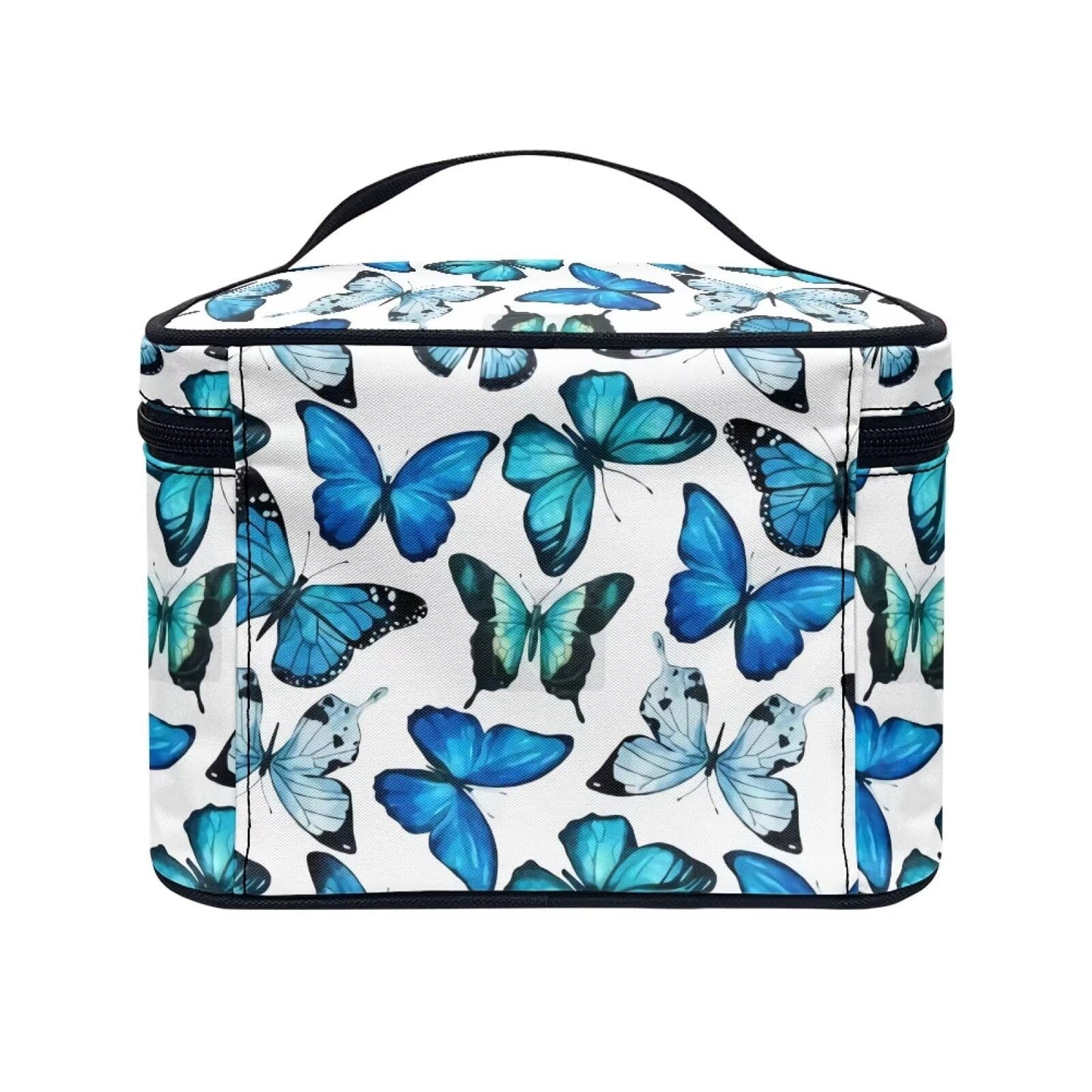 TOFRIMADE Butterflies Print Travel Makeup Bag for Women Cute Small Make Up Bags Teen Cosmetic Bag Toiletry Organizer Pouch Portable Zipper Cosmetic Skincare Case