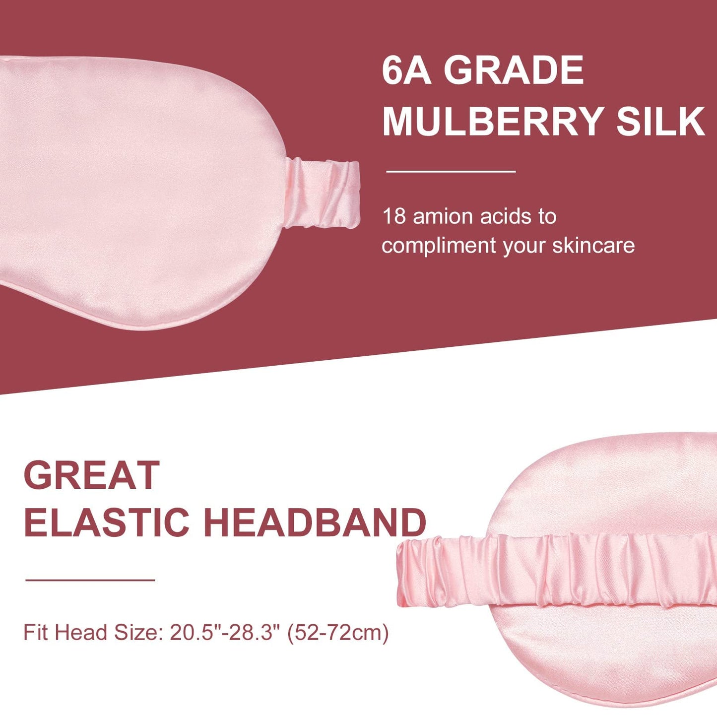 OLESILK Silk Sleep Mask, 100% Mulberry Silk Eye Mask for Sleeping, Double Layer Silk Filling and Elastic Strap, Travel and Nap, Soft Eye Cover Eyeshade with Luxury Bag and Ear Plugs, Pink