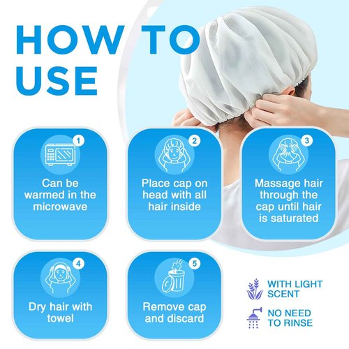 OK TAPE No Water Shampoo Caps (6 Pack) 3 Scents, Rinse Free Shower Cap for Elderly, After Surgery, Camping, Shampoo and Conditioner Hair Wash Cap (Lavender, Verbena and Cucumber Scents)
