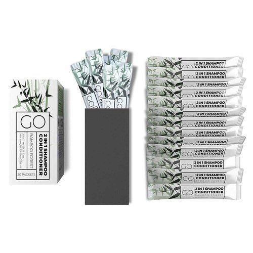 GO Essentials Travel Size Shampoo and Conditioner Set of 80 – 2 in 1 Single Use Travel Shampoo and Conditioner (Sulfate Free) - Hotel Amenities, Homeless Care Kit, Camping.