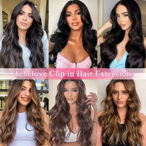 Tebelove Clip in Hair Extensions Real Human Hair 3.6oz/100g Clip ins 100% Brazilian Remy Human Hair Extension for Women 8pcs Per Set with 18 Clips Double Weft (18 Inch #1B Natural Black)