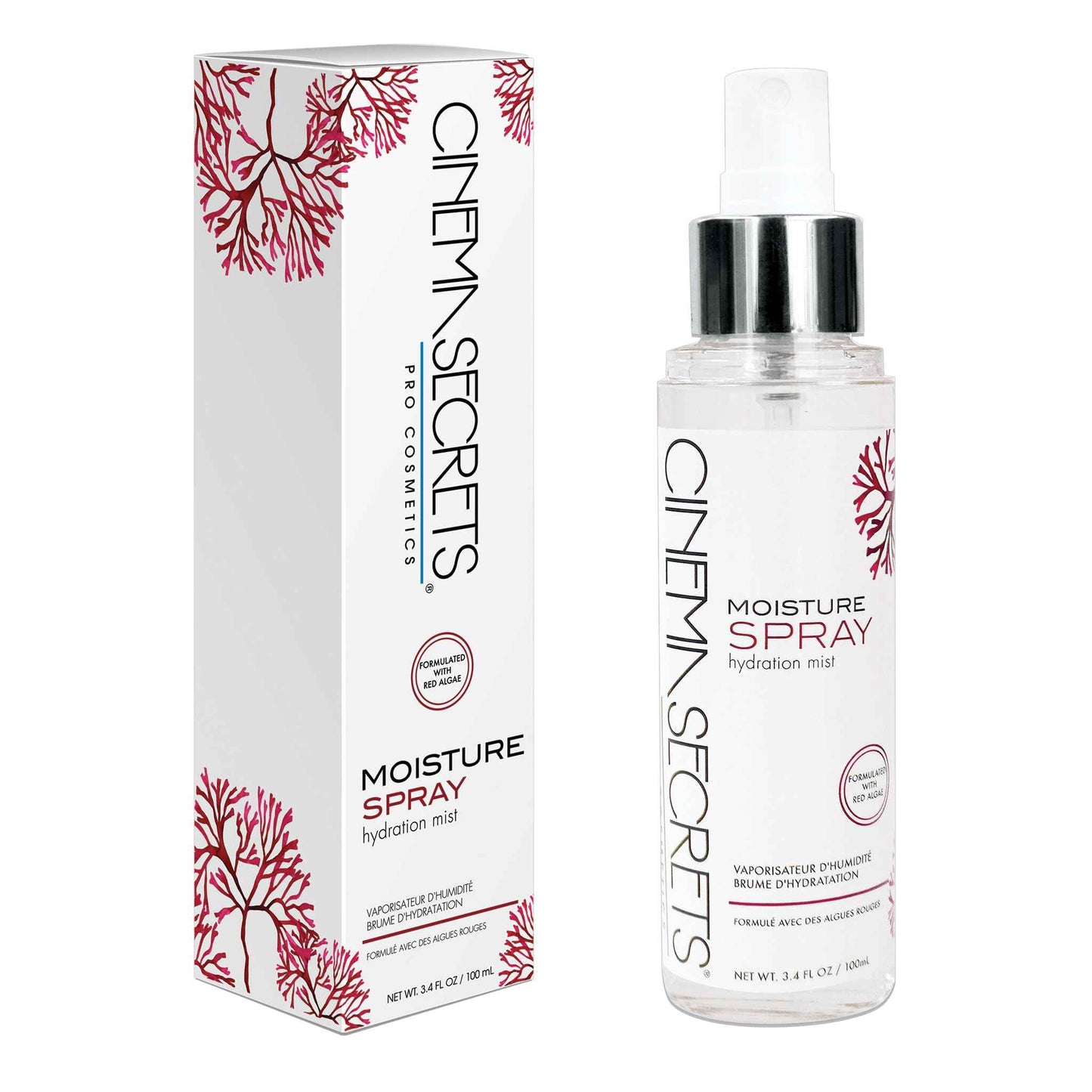 CINEMA SECRETS Moisture spray+ Hydrating Mist - Red Algae Face Spray for Moisture, Skin Prep, Collagen Support, Refreshes Makeup & Soothes Dry, Sensitive Skin