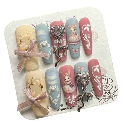 Press on nails,JC Handcrafted Press On Nails Kit, Short Length Nail Press Ons, Durable, Easy Application, Stylish Impress Press On Nails,Perfect for Daily Wear & Special Occasions (M19, M)