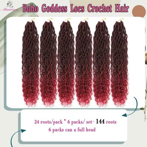 River Locs Crochet Hair for Black Women - Boho Goddess Locs Grochet Hair, Boho Hippie Loc(18" 6Packs T1B/purple#)