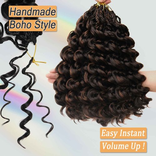 Short Crochet Hair Curly Highlight 4/30 Brown GoGo Curl Crochet Hair for Black Women Ocean Deep Water Wave Beach Curl Crochet Braids Soft Like Human Hair 7 Pack Natural Look Hair Extensions 12 Inch