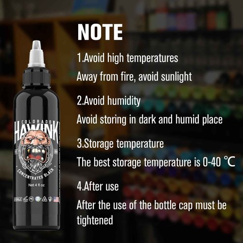 HAWINK Black Tattoo Ink 4oz(120ml) Friendly Pigment Tattoo Supplies Concentrated Black TI203-120-002
