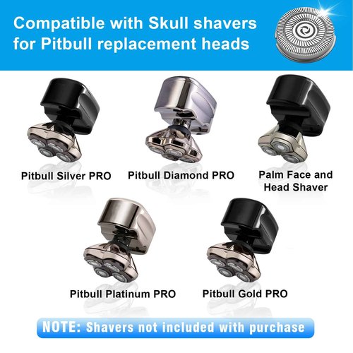 Shaver Replacement Blades compatible Skull Shaver for Pitbull Gold PRO/Pitbull Platinum Pro Shaver Heads (16 pcs)
