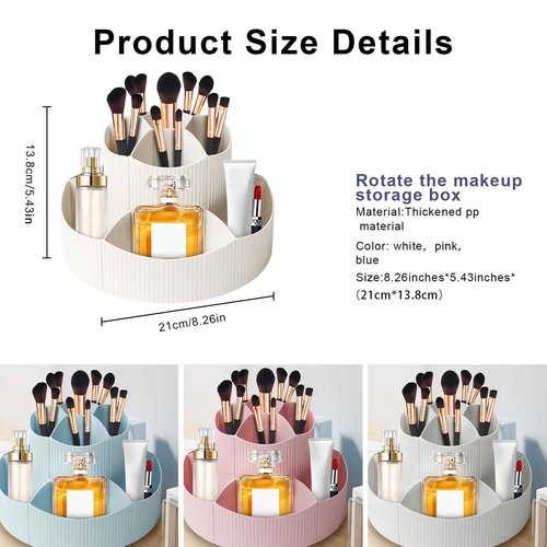 DASITON 360° Rotating Makeup Brush Holder Organizer,Large Capacity Makeup Organizer Countertop,11 Slots Makeup Brush Holder,Cosmetic Organizer,Cosmetic Display Cases for Vanity,Desktop,Bathroom(White)
