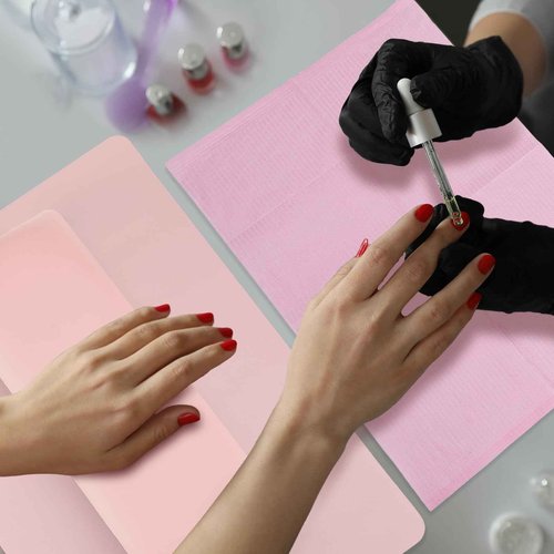 Demissle Nail Accessories Tool Sets Include 1 Detachable Hand Rest Pillow for Nails, 1 Art Table Mat, 50 Disposable Paper Mat for Practice Sheet Nail Technician Salon Home (Pink)