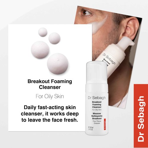 Dr Sebagh Breakout Foaming Cleanser (1.7 fl oz) - Face Wash for Acne Prone/Oily Skin - Purifies, Clears & Hydrates - Foam Face Wash for Oily Skin - Deep Pore Cleanser - Travel Size Facewash