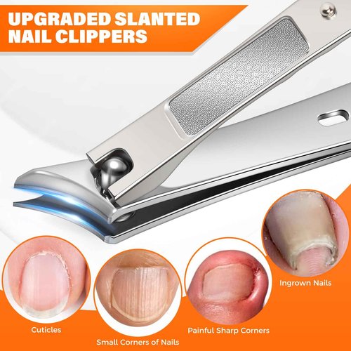 Toenail Clippers for Seniors Thick Toenails, Long Handled Angled Head Toe Nail Clippers for Thick Toenails with Wide Jaw Opening, Slanted Curved Blade Ingrown Toenail Clippers