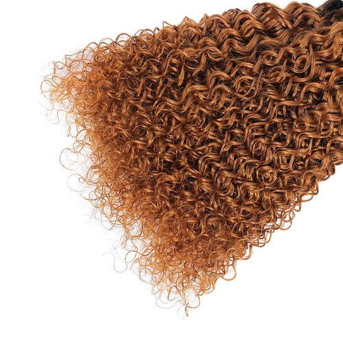 Leruikair Human Hair Bundles 14 16 18 Inch Jerry Curly Wave Human Hair Bundles Omber Chocolate Brown T1B/30 Unprocessed Brazilian Soft Quick Weave Hair for Black Women