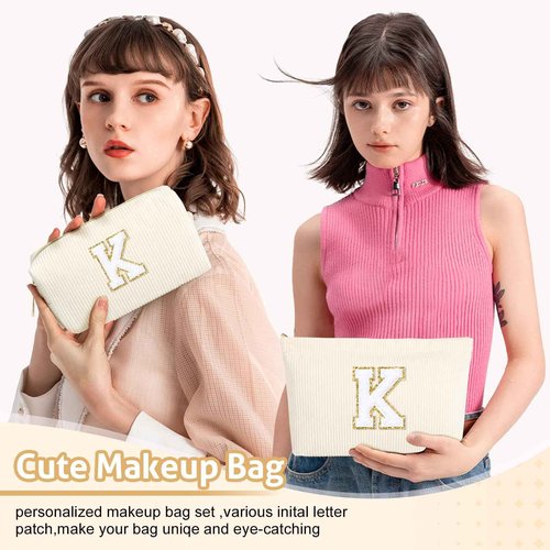 SOIDRAM 2PCS Personalized Makeup Bag - Mothers Day & Birthday Gifts for Her Mom, Girlfriend, Wife, Teacher
