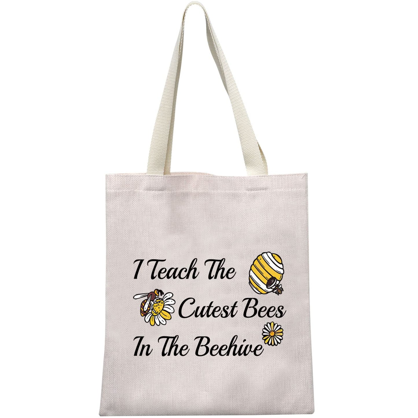 MEIKIUP Bee Keeper Teacher Makeup Bag Bee Teacher Gift Bumbee Honeybee Gift I Teach The Cutest Bees In The Beehive Cosmetic Bag(Beehive tote bag)