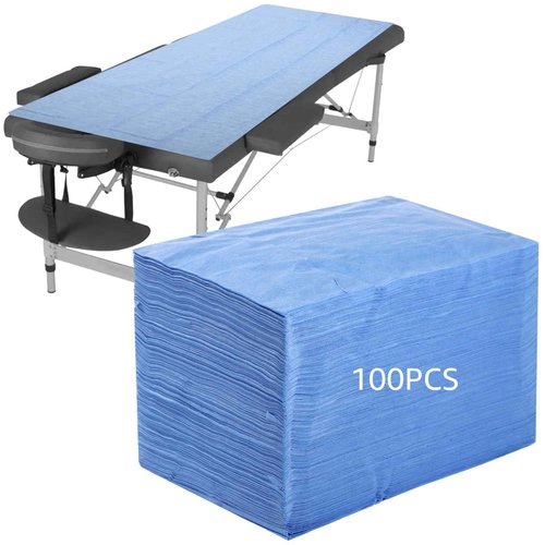 100 PCS Disposable Bed Sheets for Massage Table, 31" x 71" in Non-Woven Massage Table Cover, Disposable Bed Sheets for Spa Beds, Estheticians, Hotels, and Beauty Salons（Blue）