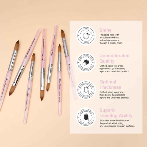 Acrylic Nail Brush Size 18, 100% Pure Kolinsky Nail Brush for Acrylic Application, Professional Nail Extension Manicure Tool Nail Drawing Pen for DIY Home Salon(Pink)