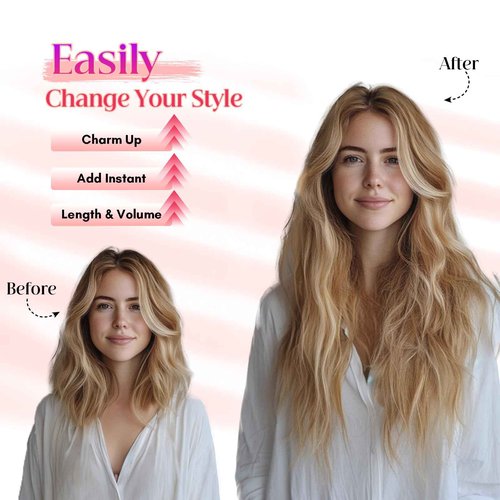 Rich Choices Halo Hair Extensions Real Human Hair Wave Wire In Hair Extensions Human Hair One Piece Clip in Human Remy Hair Halo Hair Extension 12 Inch #18P613 Ash Blonde Mixed Bleach Blonde