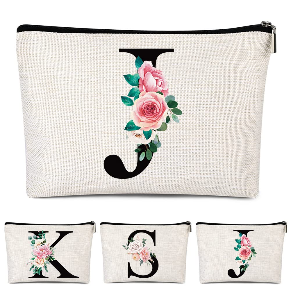 Pyotivol Monogrammed Makeup Bag for Women, Small Personalized Cosmetic Make Up Toiletry Pouch for Purse with Trendy Aesthetic Design, Ideal Travel Period Gift for Friends Bridesmaids