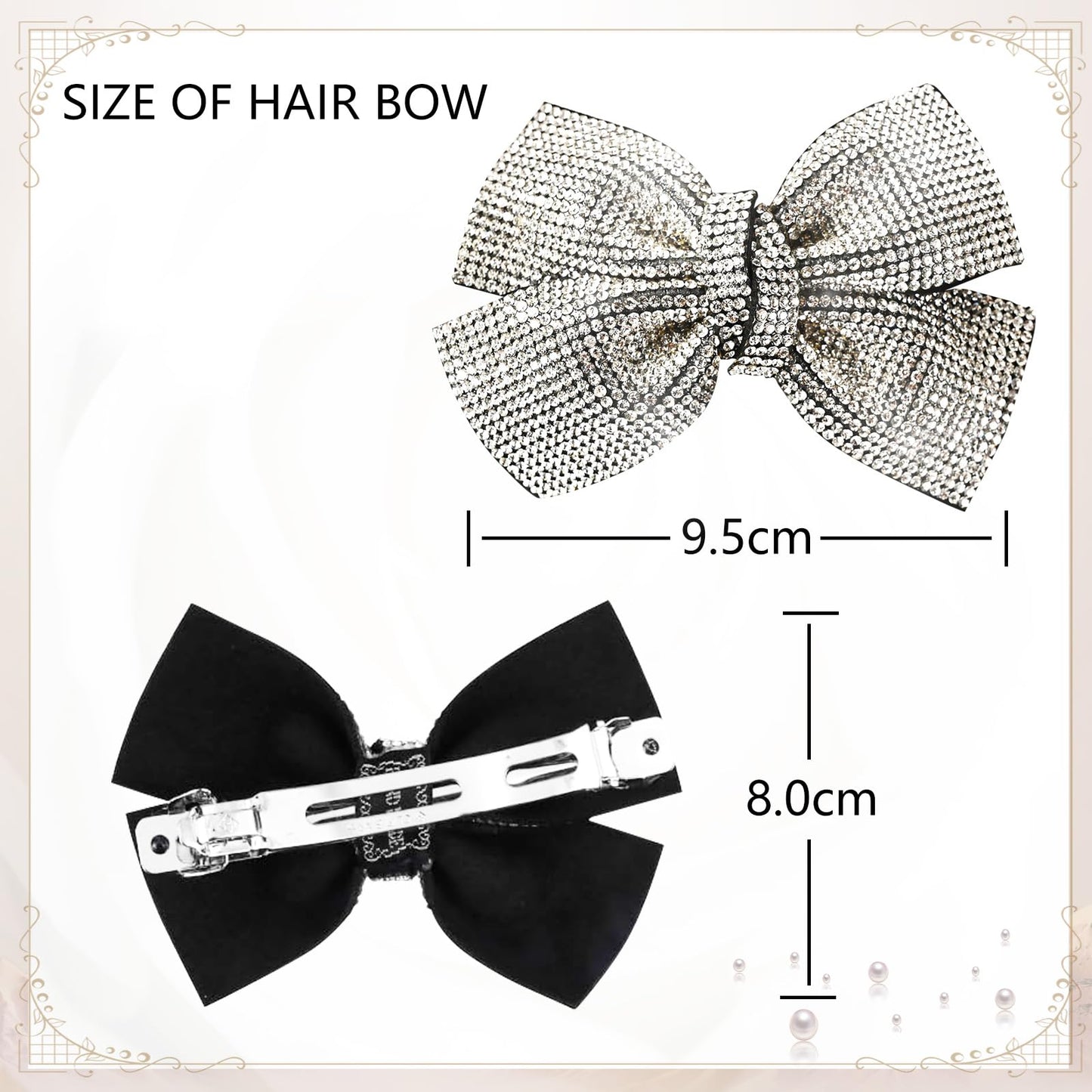 3Pcs Rhinestone Bow Hair Clips for Women, Sparkly Crystal Rhinestone Butterfly Hair Claw for Thin Hair, Glitter Hair Jewelry Silver Bows Barrettes for Girls Holiday Hair Accessories Christmas Gifts