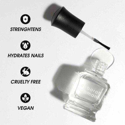 Deborah Lippmann Hard Rock Base and Top Coat | Promotes Healthy Growth for Soft Nails | Diamond Powder Strengthens and Protects Nail Polish | Clear, 50 Fl. Oz
