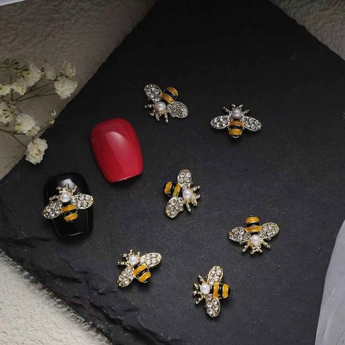 COOSLIM 10Pcs Gold Bee Nail Art Charms, 3D Gold Alloy Bees Jewelry Charm for Nails, DIY Design Cute Kawaii Nail Crystal Rhinestone Decoration Nail Art Supplies Accessories for Women and Girls 1