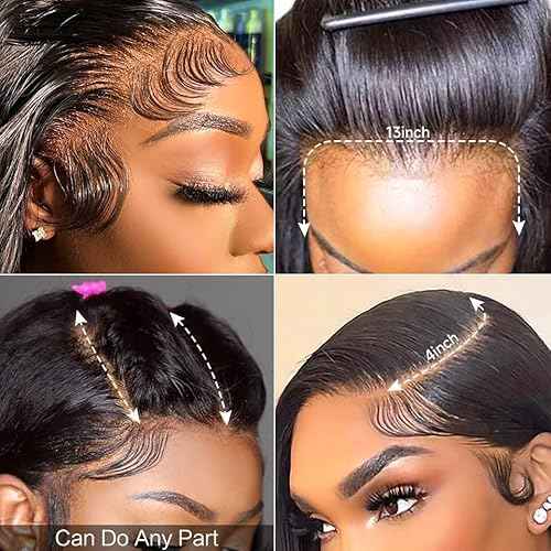 GABRIELLE 32 Inch 13x4 Lace Front Straight Wigs Human Hair HD Lace Frontal Wigs Human Hair 250% Density Pre Plucked with Baby Hair Lace Wigs for Women Glueless Wig Natural Color