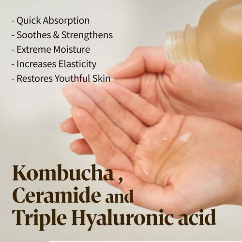 Herbloom Organic Kombucha Biome Toner - Hydrating Facial Toner with Triple Hyaluronic Acid, Skin Toner, Toner for Oily Skin, Face Toner, Vegan Korean Skincare, 5.07fl.oz.