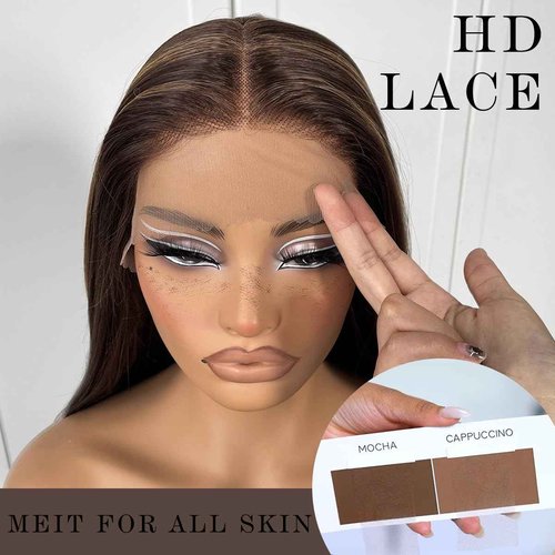 MITIMES 4/27 Highlight Ombre Lace Front Wig Pre Plucked 180 Density Honey Blonde Long Straight Lace Front Wigs Synthetic Glueless Straight Highlight Lace Front Wig 32inch