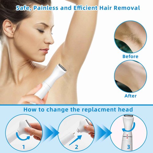 Bikini Trimmer for Women, 7 in 1 Electric Razor, Hair Trimmer for Face Nose Eyebrow Legs Arm Armpit Bikini, Waterproof, Painless Rechargeable Body Shavers Set