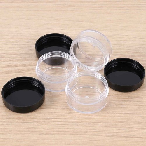 KOHAND 150 Pieces 10 Gram Plastic Cosmetic Sample Containers Jars with Black Lids, BPA Free, Small Lip Balm Containers, Clear Empty Lip Scrub Container for Creams and Lotions