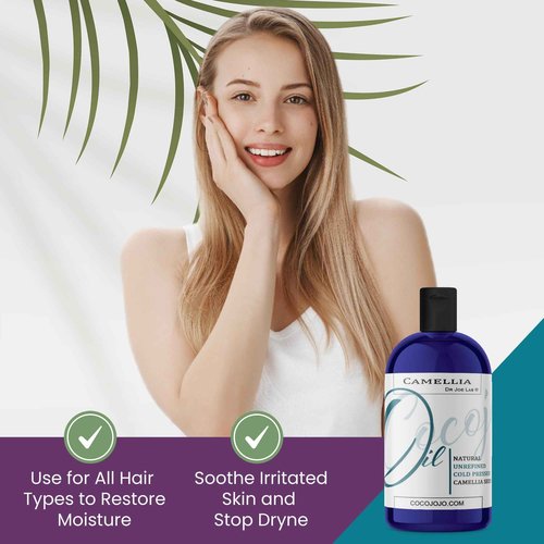 Dr Joe Lab Japanese Camellia Seed Oil - Pure, Unrefined, Cold Pressed, Non-GMO Bulk Carrier - 16 oz - for Skin, Hair, Nails, Body, Facial Hair - Hydrating Moisturizing Vegan Nourishing