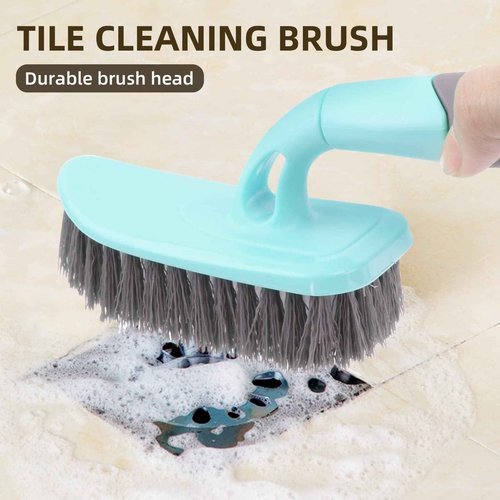 Sihuuu Scrub Brush, Cleaning Shower Scrubber with 9 Inch Ergonomic Handle, Sturdy Stiff Bristles Heavy Duty Brush for Bathroom, Shower, Sink, Carpet, Floor (Blue)