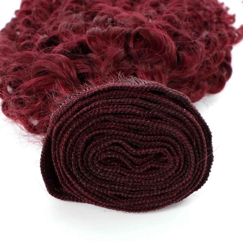 BOKIEOIE Burgundy Bundles Human Hair Unprocessed Brazilian Virgin Curly Wave Human Hair Bundles 16 16 16 inch Wine Red 3 Bundles Color #99J Double Weft Hair Extensions 300g Total for Black Women