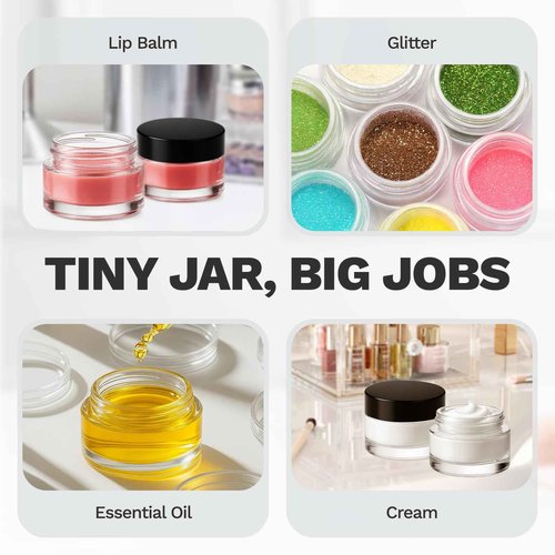 Bumobum 12 Pcs 5 Grams Small Glass Cosmetic Jars with Lids, Lip Balm Sample Containers with Inner Liners for Lip Scrub Makeup Eye Cream Travel