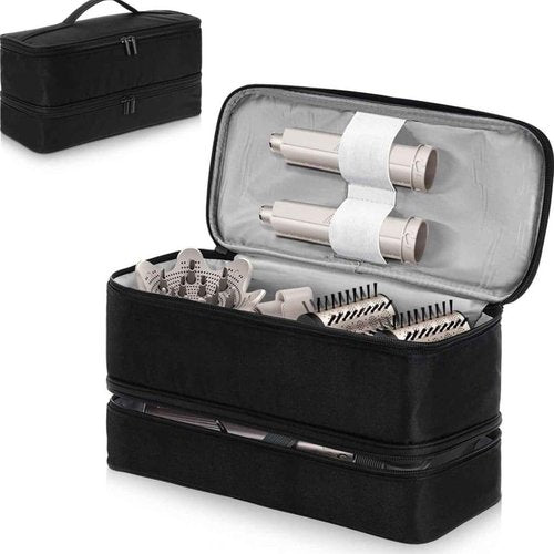 SunshineFace Double-Layer Travel Case For Shark Flex Style Large Shark Flex Style Case Airwrap Styler and Attachments, Portable Hair Dryer Case Hair Tools Travel Bag Organizer, Black
