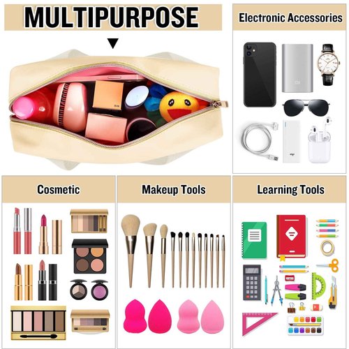 Preppy Clear Mama Makeup Bags with Chenille Letter Patches, Travel Essentials Large Clear Make up Bag Zipper Pouch with Handle, Waterproof Nylon Cosmetic Toiletry Storage Tote for Women (MAMA-Beige)