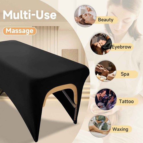 Elastic Lash Bed Cover Black Massage Table Cover Made of 90% Polyester and 10% Spandex, Spa Sheet Set for Lash Extension Bed or Massage Table