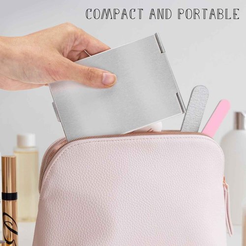 G2PLUS Portable Folding Vanity Mirror, Ultra-Slim Aluminum Shell Travel Mirror, 4x3 Inch Small Mirror for Travel, Bathroom, Makeup, Beauty, Grooming