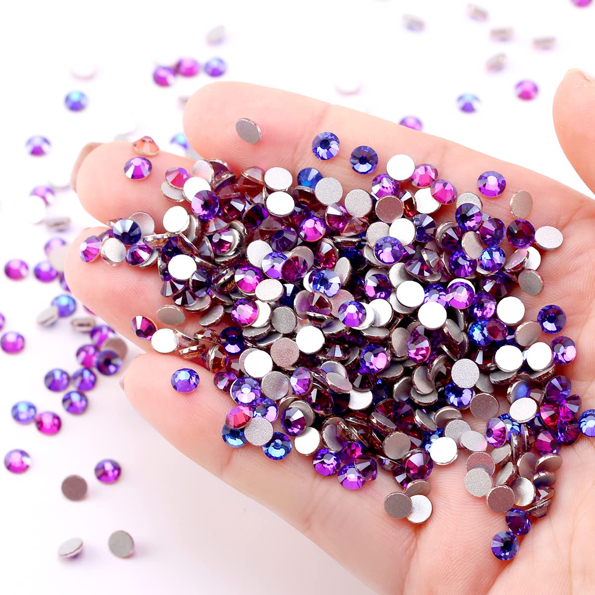 Novani Purple Rhinestones, Flatback Loose Crystal Gemstones 1440pcs Glass Rhinestone for Clothes Shoes Crafts Makeup Nail Art and DIY Decorations(SS20, Purple Velvet)