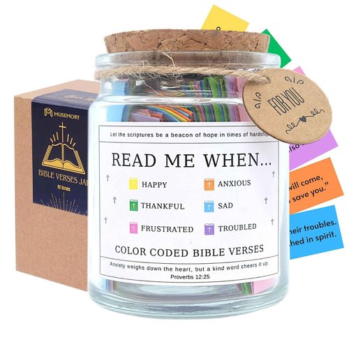 Bible Verse Jar, Christian Gifts for Women, Inspirational Scriptures for Women, Daughters, Bible Accessories, Decorative Glass Inspirational Scripture Jar, Birthday Gifts (Inspirational Scriptures)