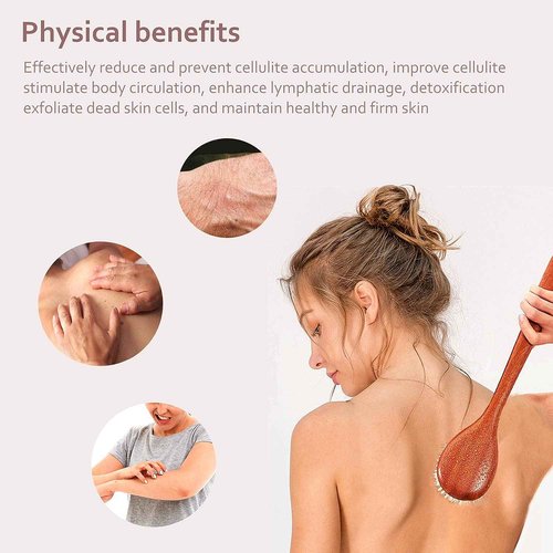 Focused on The Bathing Experience with Dry Brushing Body Brush, Long Wooden Handle with Back Scrubber,Shower Brush for exfoliator Skin and Remove Dead Skin Cells,for Advanced Users Dry Body Brush