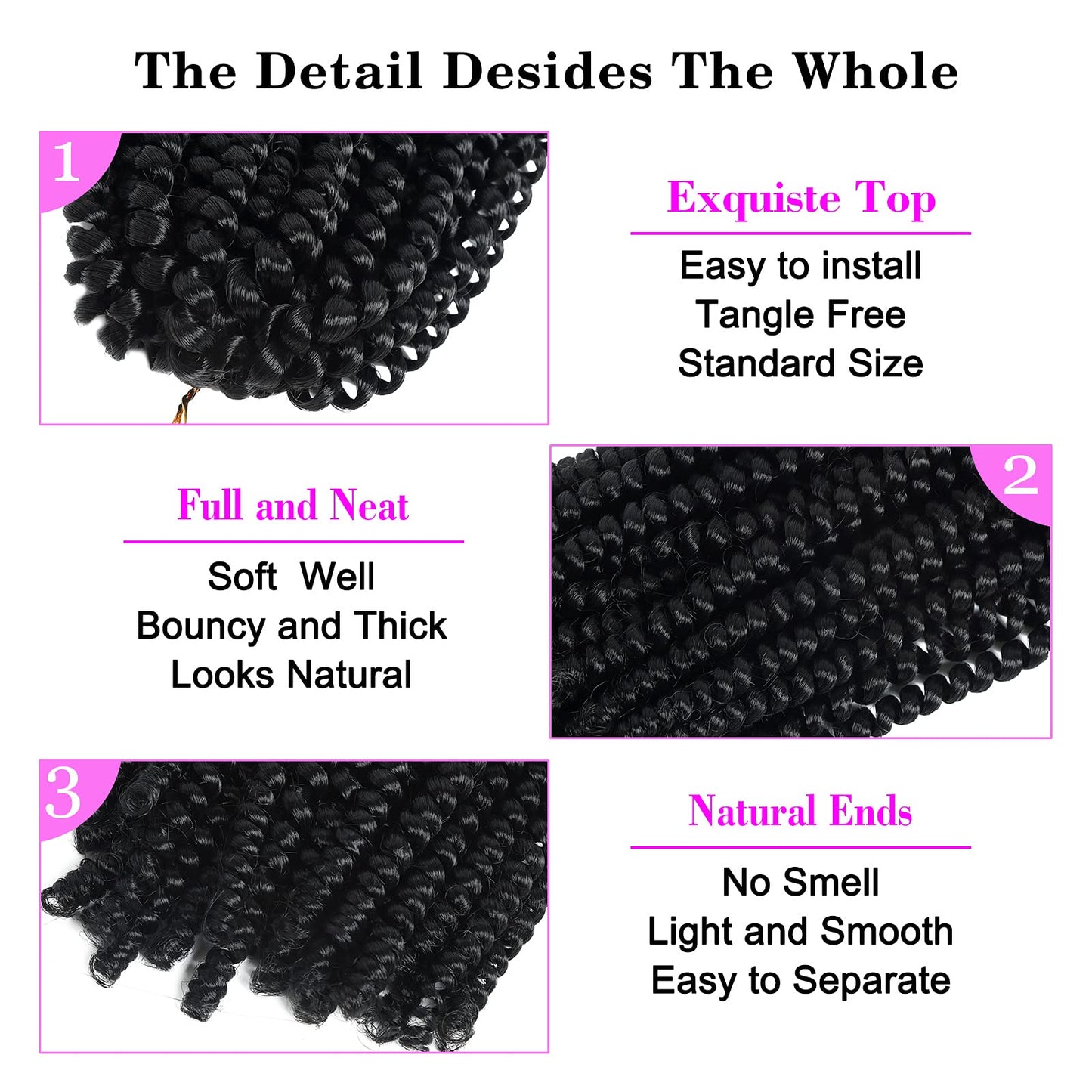 7 Packs Spring Twist Hair 14 Inch Fluffy Spring Twist Crochet Braiding Hair Bomb Twist Spring Crochet Hair for Black Women Hair Extensions 15 Strands 106g/Pack(14 inch, 1B)