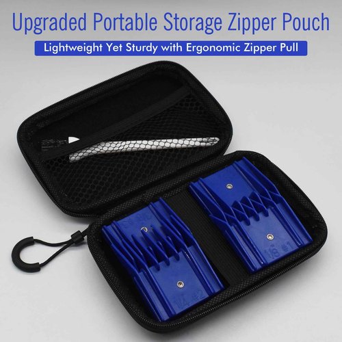 4 Sizes Professional Animal Dog Clipper Replacement Attachment Guard Guide Combs 1/8" 1/4" 3/8" 1/2" Compatible with Oster A5/6 Style Classic 76 Andis AG, BG Wahl KM2/10 Series Pet Groomer(Royal Blue)